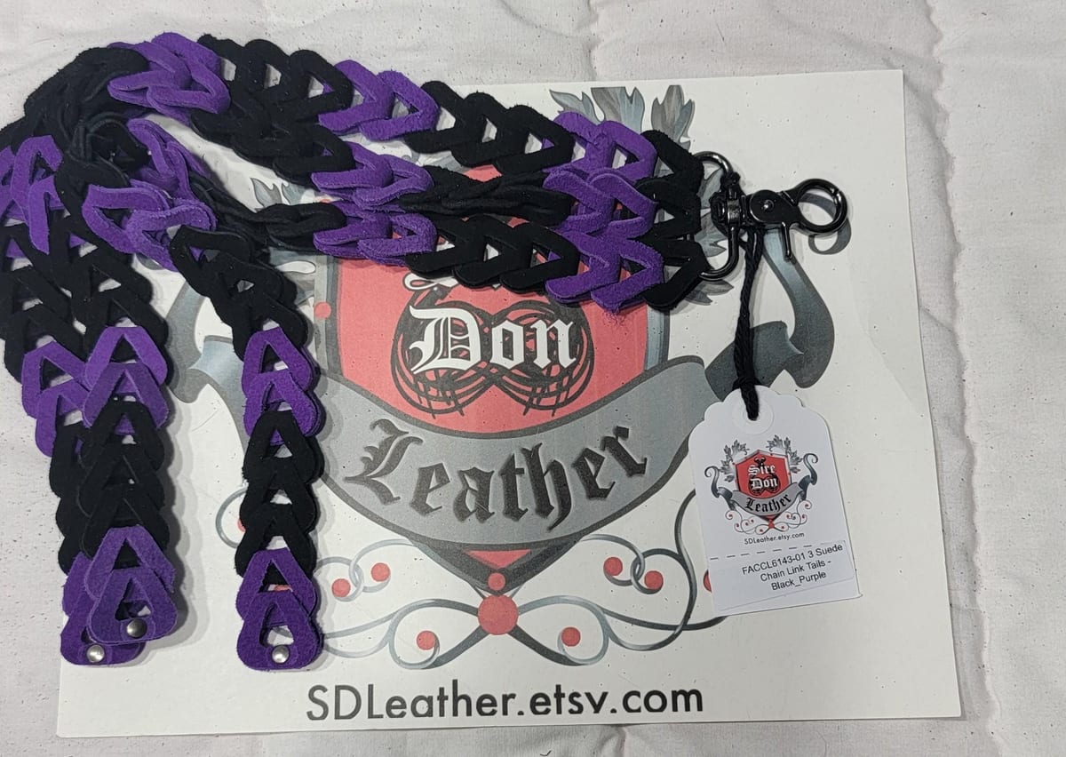 3 Suede Chain Link Tails - Black_Purple — photograph 1