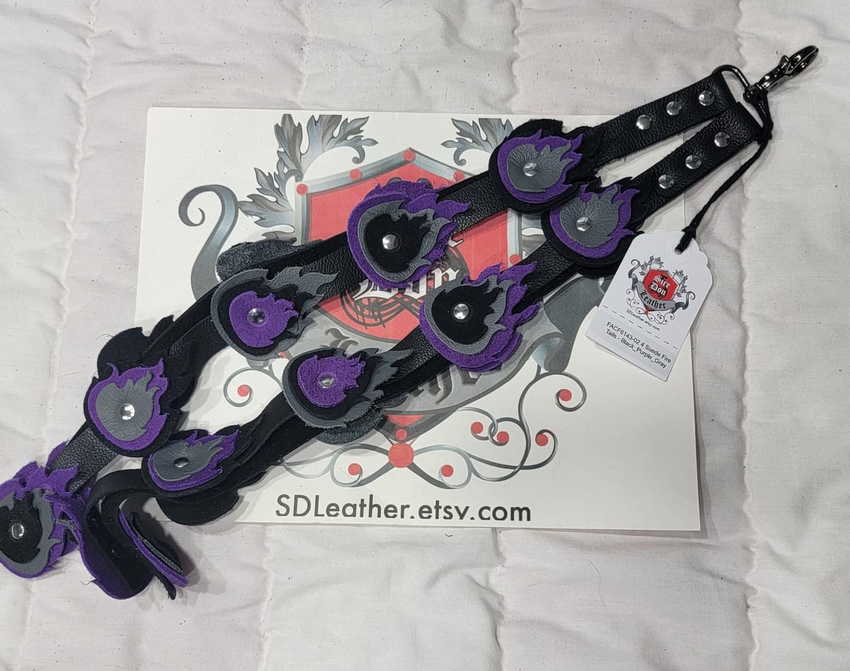 4 Suede Fire Tails - Black_Purple_Gray — photograph 1