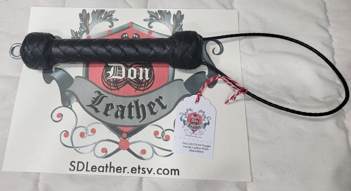 Flogger Handle Leather Braid - Black-Black — photograph 1