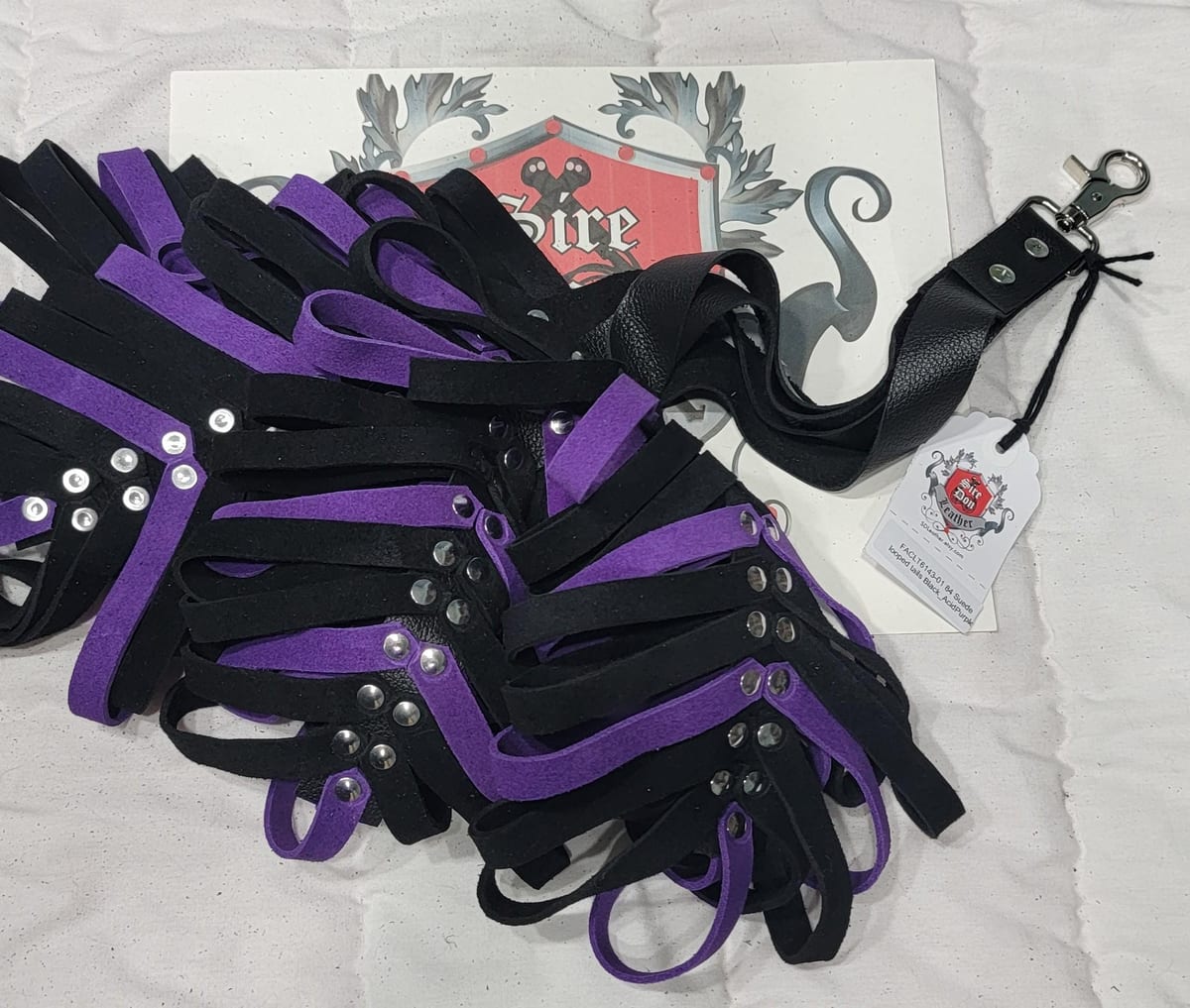 84 Suede looped tails Black_AcidPurple — photograph 1