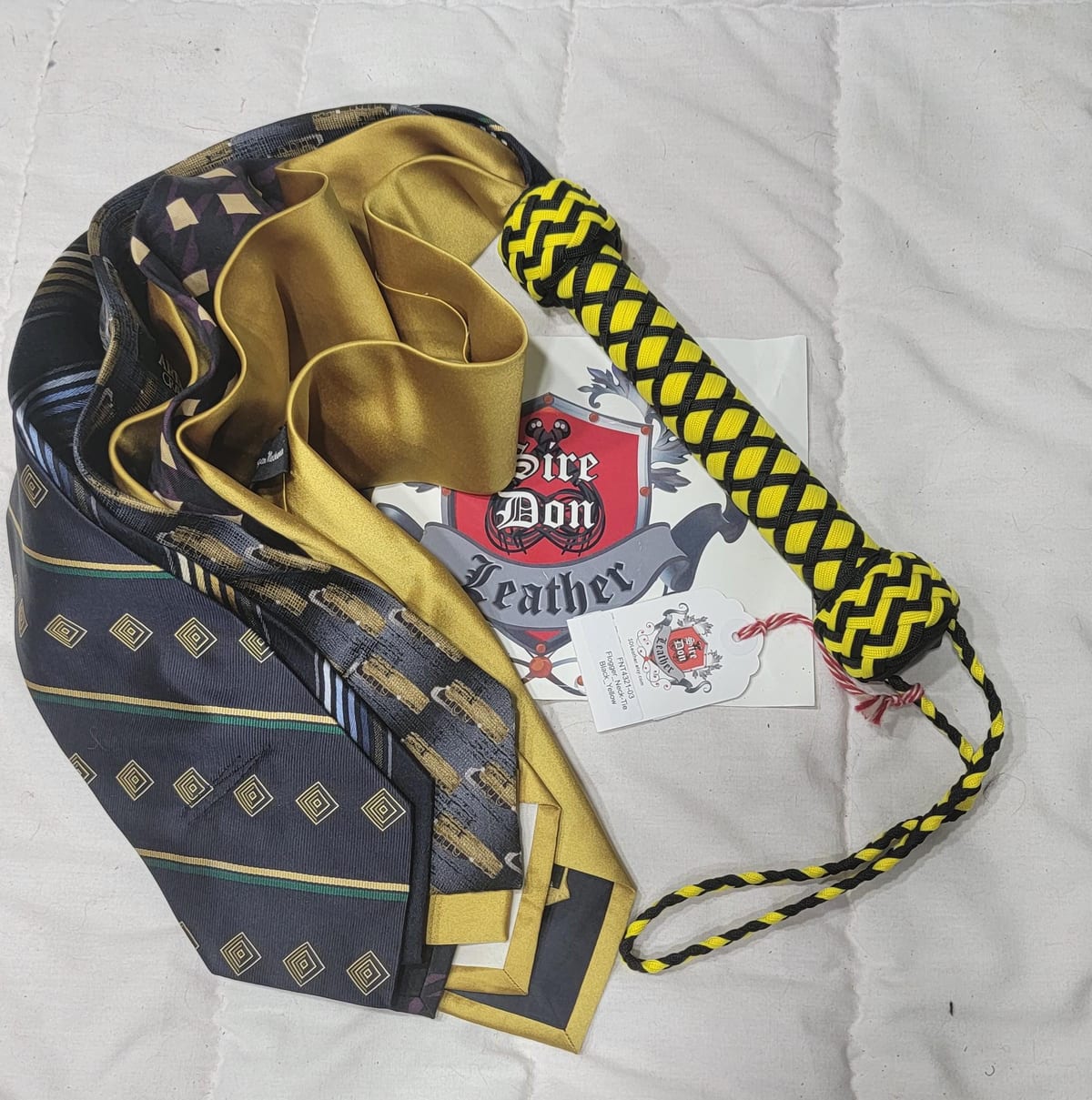 Flogger_Neck-Tie Black_Yellow  --Mature Content — photograph 1