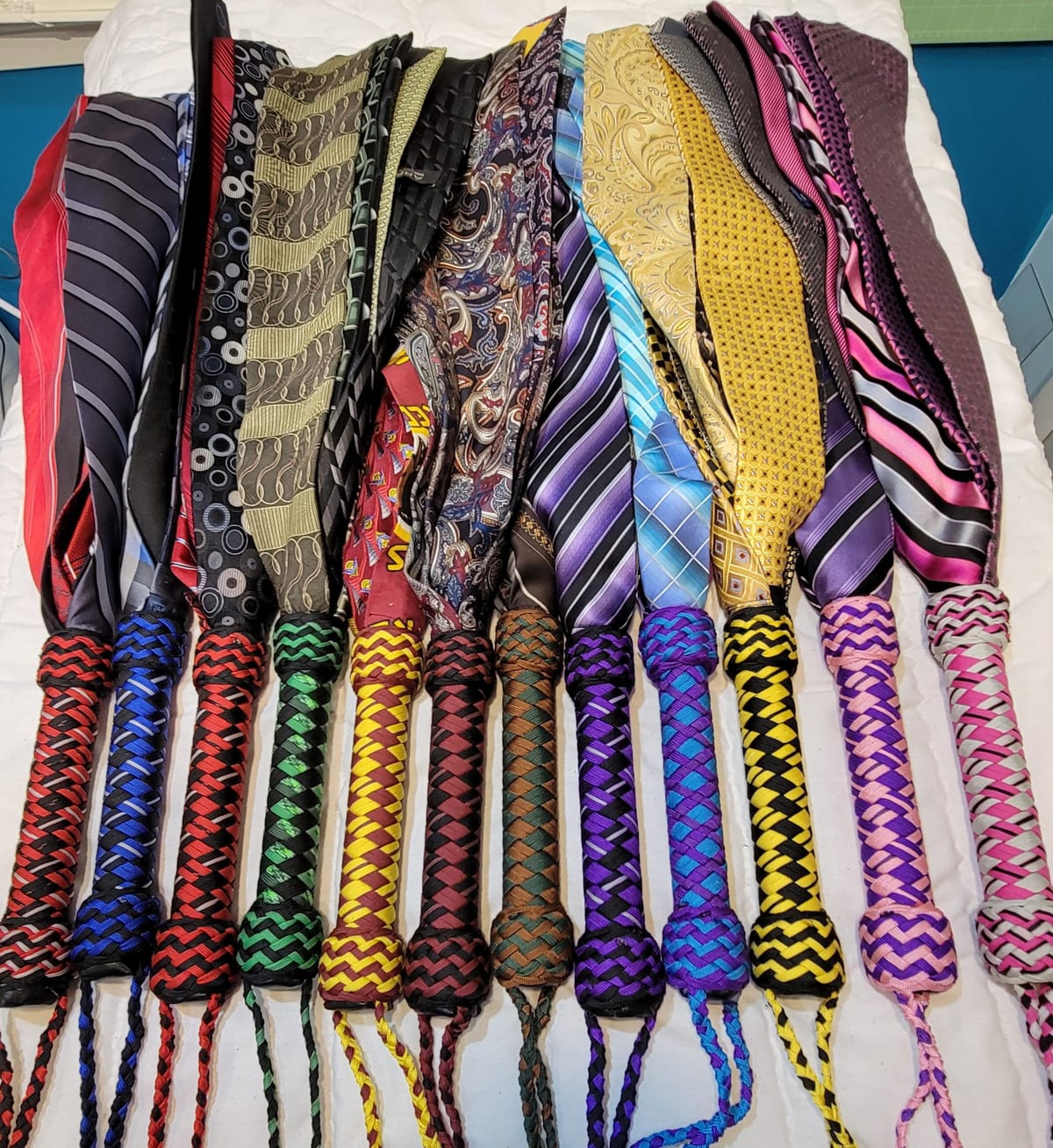 View 2 of 2: Flogger_Neck-Tie Gray_Yellow --Mature Content — photograph 2