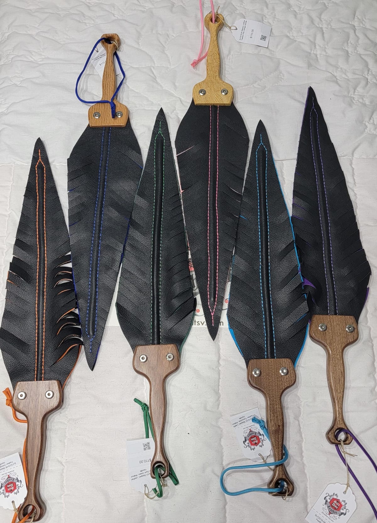 View 2 of 2: Slapper, Leather Feather Yellow, Oak Handle — photograph 2