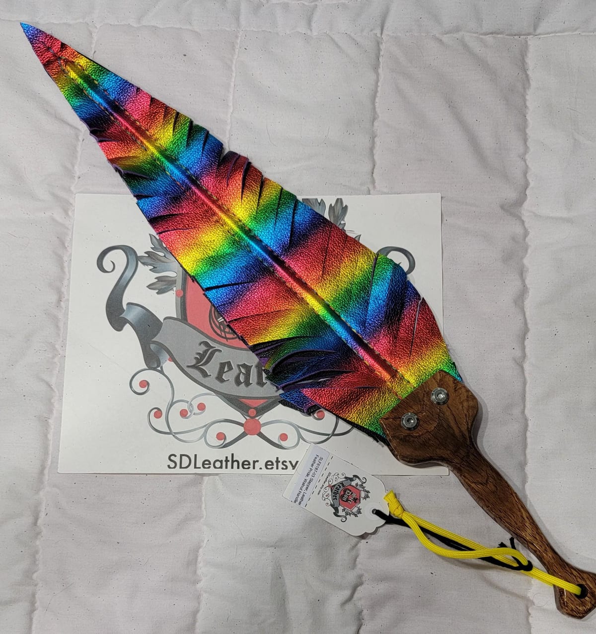 Slapper, Leather Feather Pride, Walnut Handle — photograph 1